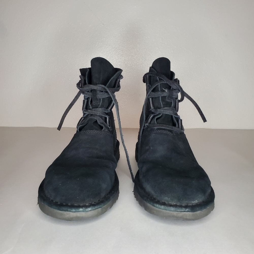 UGG Elvi Brown Suede Lace-up Ankle Boots Size 8 - Picture 3 of 10